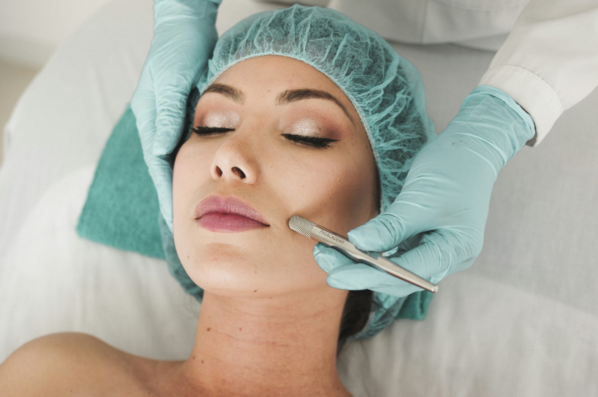 Microdermabrasion facial procedure for skin rejuvenation.