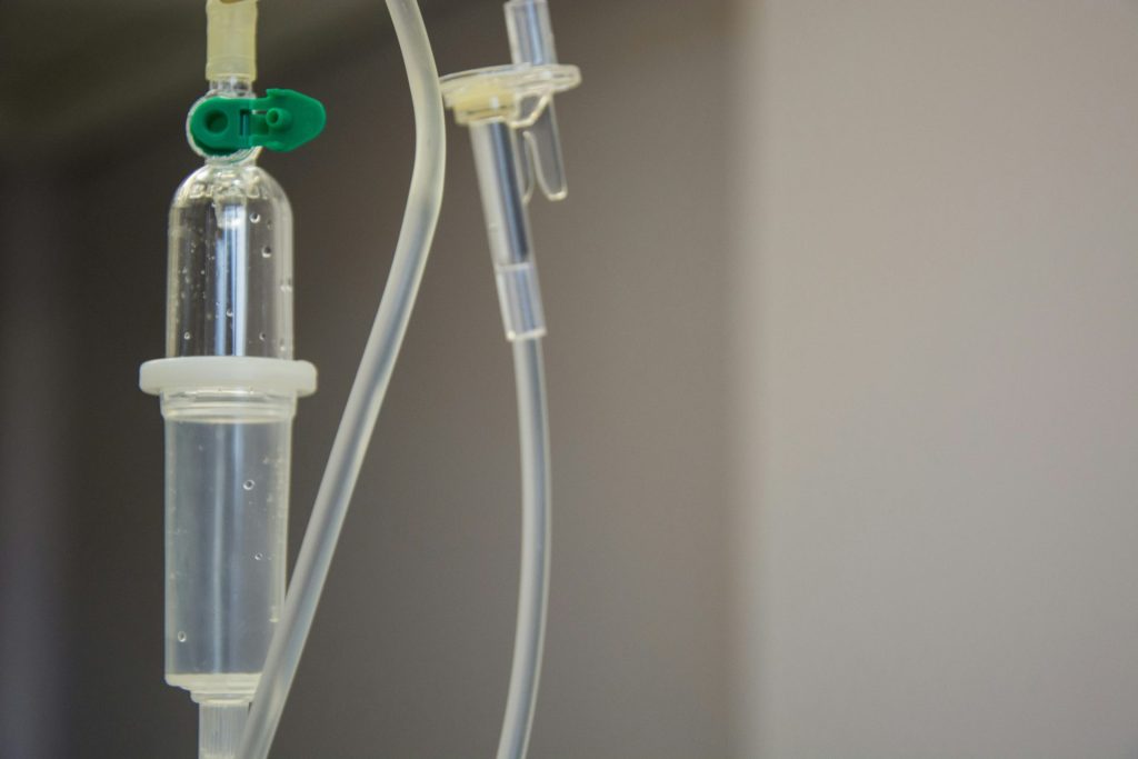IV fluid drip in hospital or clinic